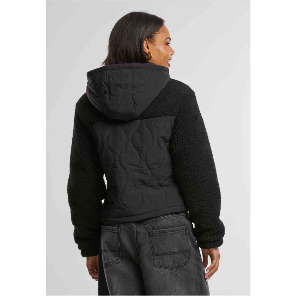 Urban Classics - Sherpa Crinkle Nylon Mix Jacket - Zwart/Zwart